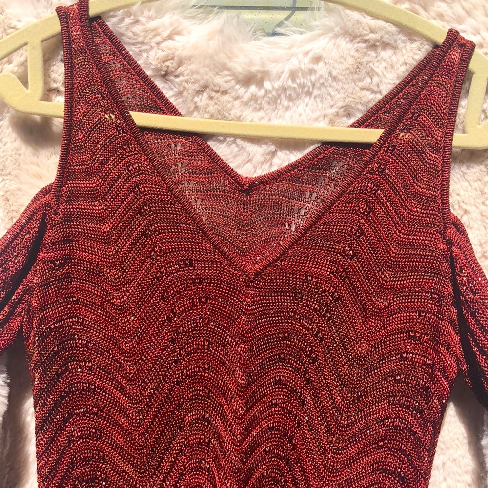 Woman’s Inc top. Orange/rust with gold sparkle size medium